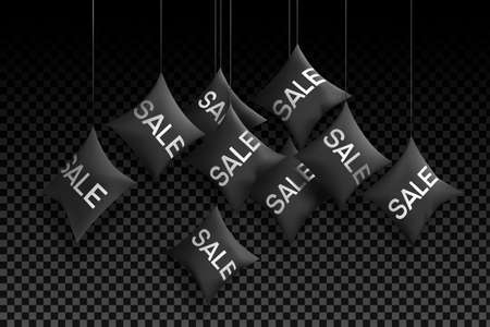 Sale - decorative pillows black vector realisticのイラスト素材
