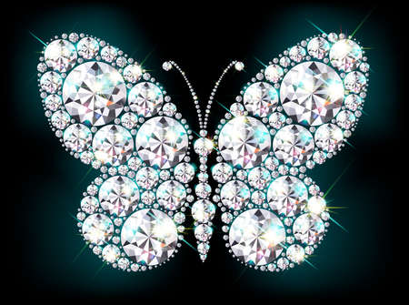 butterfly brooch from diamonds vector realistic eps 10のイラスト素材