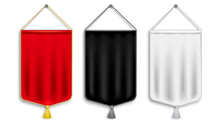 Set of realistic pennants hanging on a nailのイラスト素材