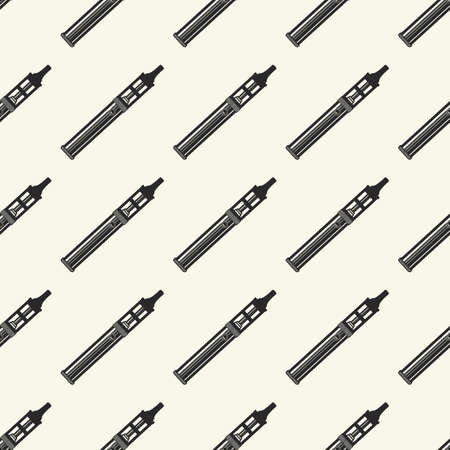 Seamless pattern of icons of electronic cigarettes and accessories. background for vape shop. vector illustration. Electronic cigarette pictogram on gray backgroundのイラスト素材