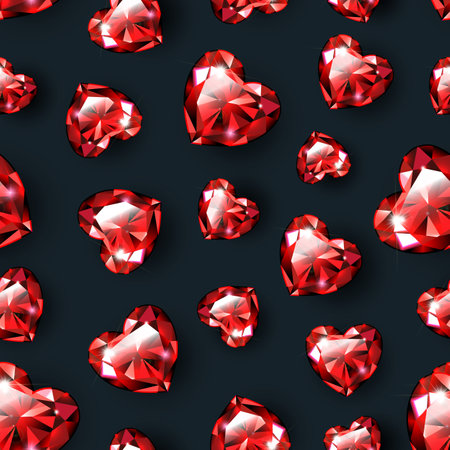 seamless pattern red rubies shape heart vectorのイラスト素材