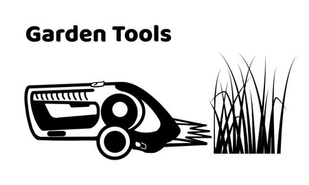 cordless garden shears for grass flat style icon vectorのイラスト素材