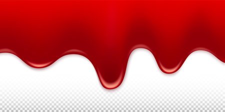 Blood, ketchup, paint flowing from above isolated on transparent background. vector illustration transparent backgroundのイラスト素材