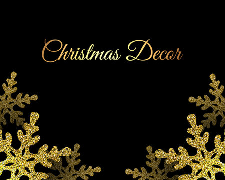 Frame of gold glitter snowflakes vector illustrationのイラスト素材