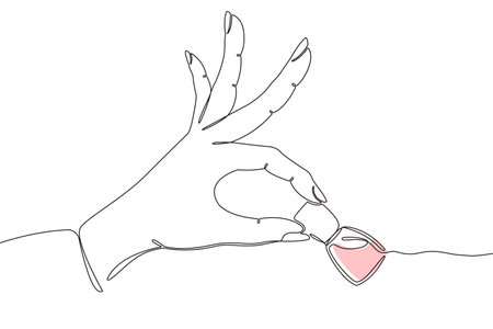 One line nail polish woman s hand vectorのイラスト素材