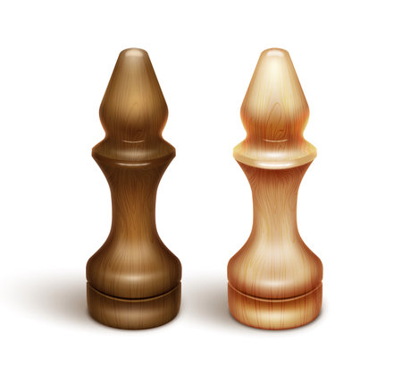 Two bishops realistic chess piece made of woodのイラスト素材