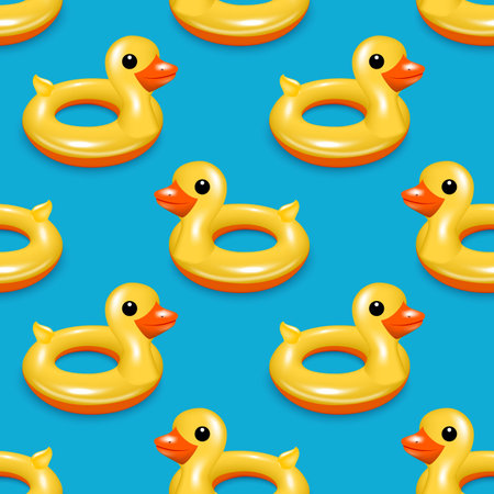 Seamless pattern with yellow duck toy vectorのイラスト素材
