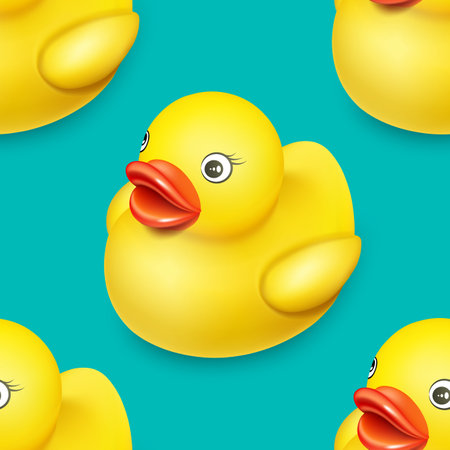 Seamless pattern with yellow duck toy vectorのイラスト素材