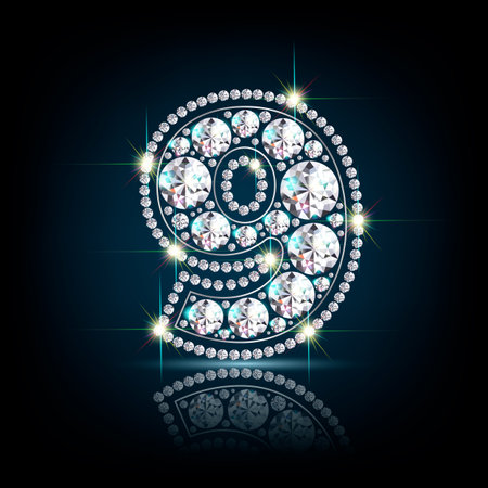 number nine figure made of diamonds vectorのイラスト素材