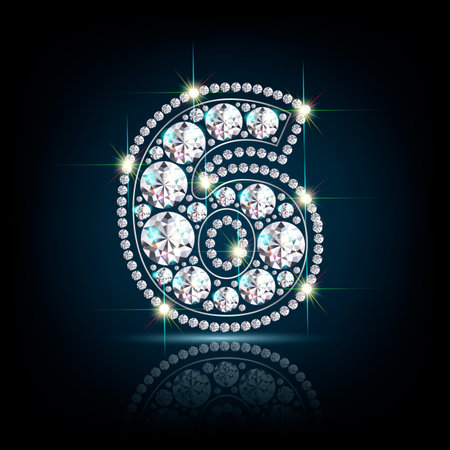 number six figure made of diamonds vectorのイラスト素材