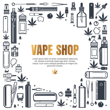 vape shop square frame vector illustration eps 10のイラスト素材