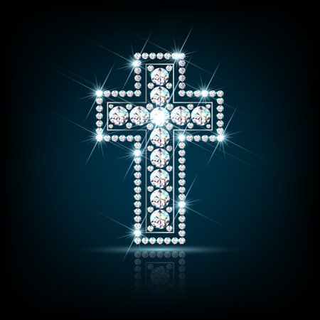 diamond cross realistic vector on dark backgroundのイラスト素材