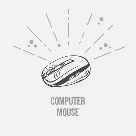 Sketch computer mouse hand drawn vector eps 10のイラスト素材