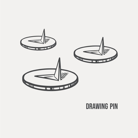 Sketch push pins hand drawn vector eps 10のイラスト素材