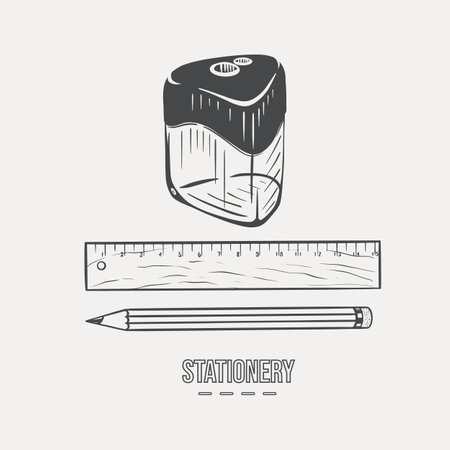 Sketch stationery set hand drawn vector eps 10のイラスト素材
