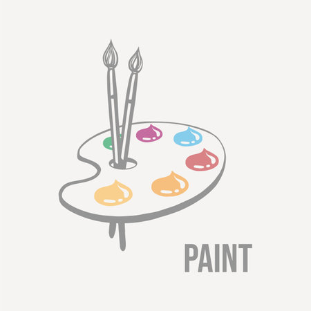 Sketch palette with paints drawn on a light background vectorのイラスト素材