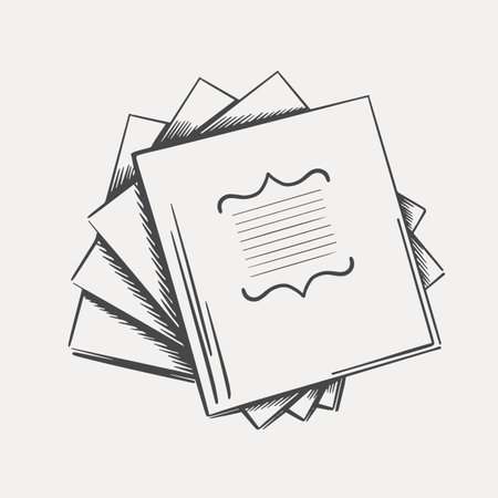 Sketch stack of notebooks drawn on a light background vectorのイラスト素材