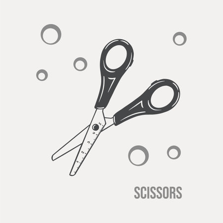 Scissors sketch drawn on a light background vectorのイラスト素材