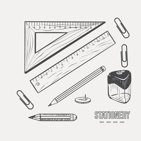 Sketch set for drawing drawn on a light background vectorのイラスト素材