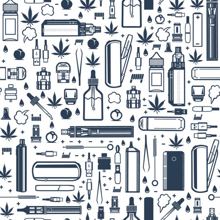Seamless pattern vape vapor white background vectorのイラスト素材