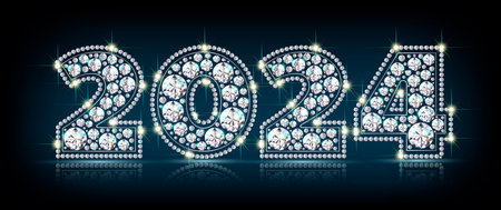 numbers 2024 made of sparkling diamonds jewelry vector eps10の写真素材