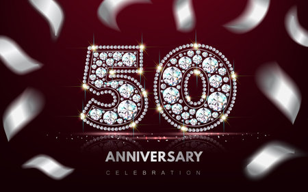 Anniversary numeral fifty 50 made of diamonds vectorの写真素材