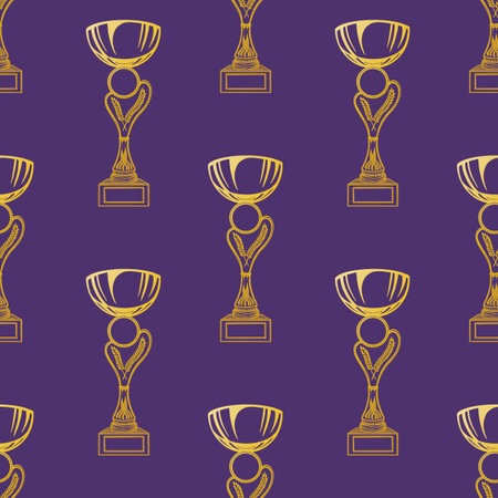 Winner cup seamless pattern purple vectorのイラスト素材