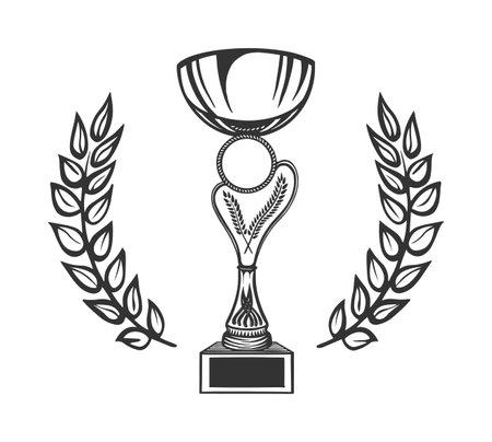 Winner cup with wreath on white background vectorのイラスト素材