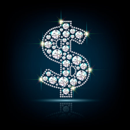 Dollar symbol currency diamond vector realistic eps10のイラスト素材