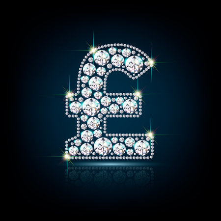 Pound sign symbol currency diamond vector realistic eps10のイラスト素材