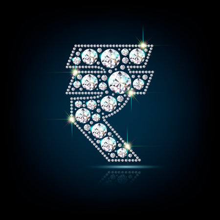 Rupee symbol currency diamond vector realistic eps10のイラスト素材