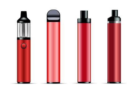 Vape pen realistic vector set of red colorsのイラスト素材