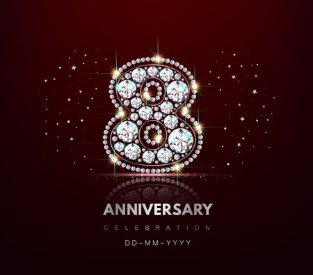 Birthday numbers anniversary eight year vector realisticのイラスト素材