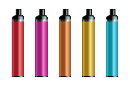 Vape pen realistic vector set colorful vector4のイラスト素材
