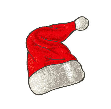 Santa hat Sketch in color vector iconのイラスト素材