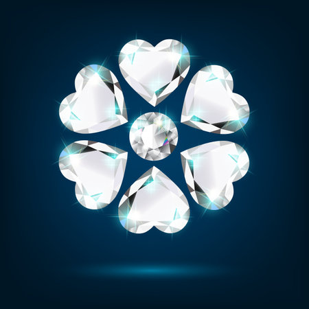 Flower made of bright diamonds vector realisticのイラスト素材
