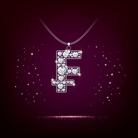 Franc Currency Symbol Diamond Pendant Pendant on Chainのイラスト素材