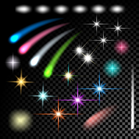 set of light effects on a transparent backgroundのイラスト素材