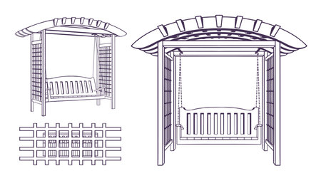 Bench swing sketch vectorのイラスト素材