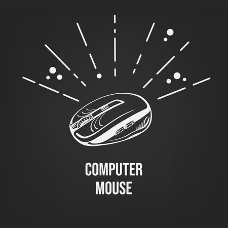 Sketch computer mouse hand drawn vector eps 10のイラスト素材