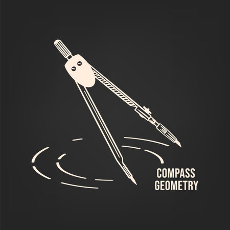 Sketch compasses drawn on a Dark background. vectorのイラスト素材