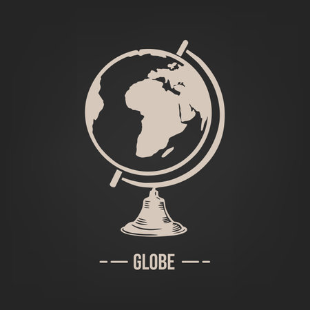 Sketch globe drawn dark background vectorのイラスト素材