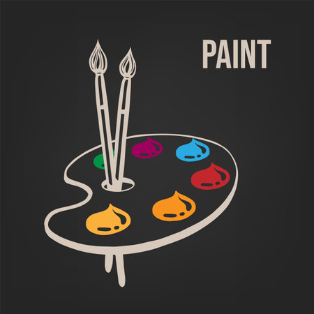 Sketch palette with paints drawn on a dark background vectorのイラスト素材