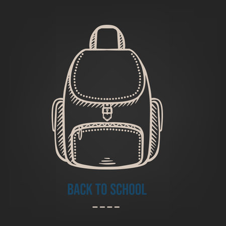 Sketch school backpack drawn on a light background vectorのイラスト素材