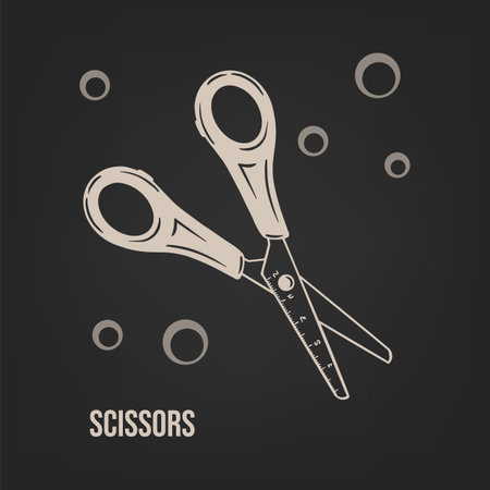 Scissors sketch drawn on a light background vectorのイラスト素材