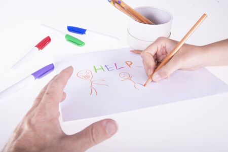 ask for help by drawing on white background