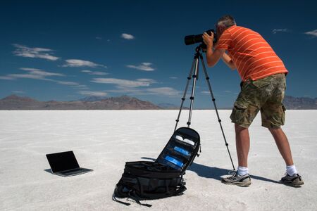 The Photographer, Bonneville salt flats speedwayの写真素材