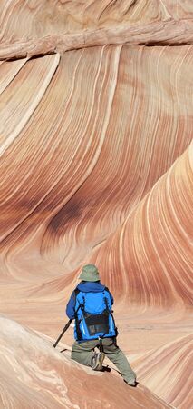 Photographer at Paria Canyon, Arizonaの写真素材