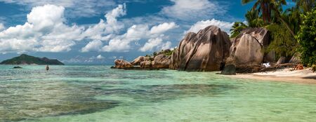 Ance Source D'Argent beach, La Digueの写真素材