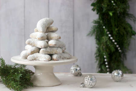 Vanilkipferl - vanilla crescents, traditional Christmas cookies in Germany, Austria, Czech Republic....